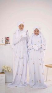 Mukena Terusan Lajuran COUPLE Dewasa-Remaja Bordir BUNGA Yasmin Katun Premium | Mukena Terusan Sakinah