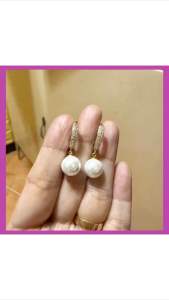 10k SD gold Dangling earing swarovski pearl