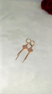 ANTING EMAS MODEL CLIP BUNGA PERMATA JURAI UNIK WANITA DEWASA LAPIS EMAS XUPING TITANIUM ANTI KARAT TIDAK LUNTUR SIMPLE MEWAH ELEGANT