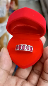 5 เม็ดเงินแท้ 92.5% แหวนเงินพลอยแดงทับทิมพลอย