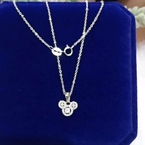 KALUNG JEDAR ANAK SET LIONTIN MICKEY PERAK 925 ASLI LAPIS EMAS PUTIH