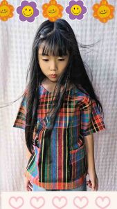 ชุดพื้นเมืองผ้าขาวม้า(คอกลม) เด็กน่ารักใส่สบาย