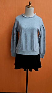 atasan crewneck wanita abu muda pastel GITA cewek M L lengan panjang MEWAH tebal sweater japan