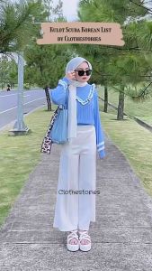 Celana Kulot Scuba Cubit Premium Tebal Kulot Putih Tulang Highwaist 93cm