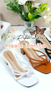 Sarmer Collection Flat Square Toe Heels Wanita Hak Tahu 5cm - Sendal Elegan Kekinian