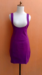 mini dress wanita ungu overall ol AEROLINE cewek S M cute santai remaja 14 15 16 thn