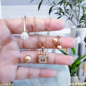 Titanium Set Perhiasan Motif Boba Rosegold Xds129a