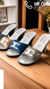 Sandal hak carvil wanita bahan kulit sintetis size 37-40
