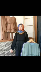 Setelan Wanita Matt Ceruty Bebydoll Premium Full Furing - Blouse+Rok - Simple Karet Nyaman