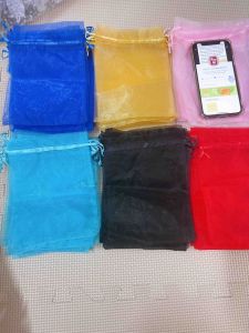 (13x18cm) 50 Túi voan trơn dây rút đựng quà trang sức muối Tài Lộc