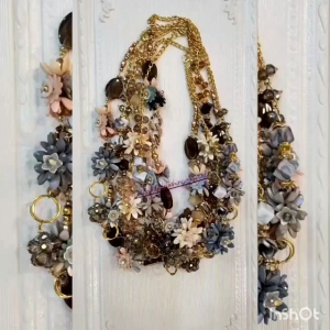 KALUNG KRISTAL MUTIARA IMPORT / KALUNG RANTAI PESTA ELEGANT / KALUNG HIJAB / RANTAI JILBAB / KALUNG KELOPAK BUNGA / CRISTAL BEADS NECKLACE - 1PCS
