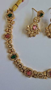 Elegant Gold-Finish Necklace set with Earrings