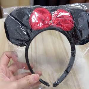 [SG] Mickey Minnie Mouse Ears Headband with Red Glittery Bow for Party and Costume Use