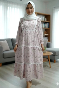 New Arrival Zaskia dress//gamis MIDI lebaran 2026 bahan katun Katbol premium mix renda model terbaru kekinian viral terlaris sleting depan busui