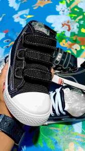 sepatu anak sekolah nb perekat tinggi tanpa tali sepatu sekolah hitam putih sd smp