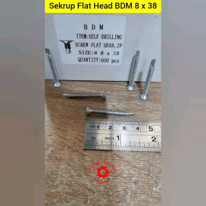 (100 pcs) Sekrup Roofing SDS FH 8x38 / Skrup Flat Head 4CM