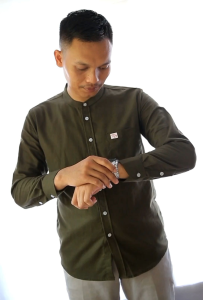 Kemeja Pria Lengan Panjang Kerah Shanghai Katun Linen Premium