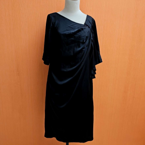 midi dress wanita hitam LATELIER cewek M asimetris MEWAH cute silk