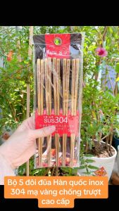 Bộ 5 đôi đũa Hàn Quốc inox 304 mạ vàng cao cấp - Đũa Inox 304 Chống Trượt HÀN QUỐC  - gia dụng Nari
