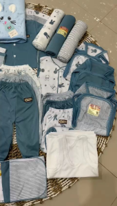 paket komplit perlengkapan bayi baru lahir 56pcs seri Biru(denim)SNI