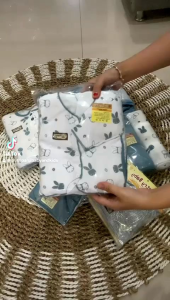 paket 48pcs perlengkapan bayi baru lahir seri biru denim SNI
