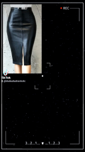 Rok Midi Kulit Sintetis Rok Wanita Semi Formal Kantoran Rok Kekinian KFH Double Split Belahan Depan Belakang Fashion Rok Pensil Pas Badan Rok Korea Bahan Semi Kulit Sintetis PU