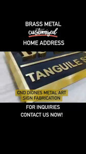 Brass Metal Customized Home Address Sign: 8.5 x 10.5 Inches