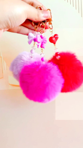 Gantungan kunci pompom pita | Gantungan tas bag charm keychain
