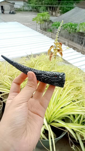 Once padutan tanduk kerbau hitam asli ukir naga A45