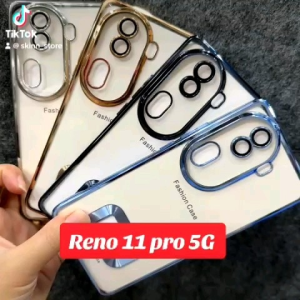 Case ốp lưng Oppo Reno 11 pro 5G dẻo trong xi viền màu bóng đẹp sang trọng bảo vệ camera