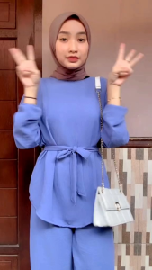 SETELAN CRINCLE AIRFLOW // RIANA ONE SET CRINCLE AIRFLOW TALI BELT