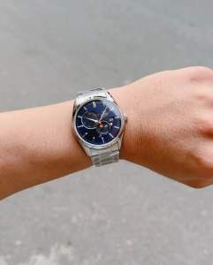 ĐỒNG HỒ NAM CHÍNH HÃNG Orient RA-AK0308L10B Automatic Sun And Moon Gen 5 Blue Dial Sapphire Silver Stainless Steel
