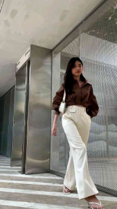 Oro Pants Highwaist Loose Upperwaist Celana Anti Kusut Semiwool Celana Kantor Formal HQ