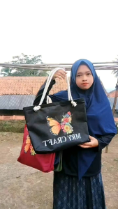 MRY CRAFT Tas Wanita Tote Bag Motif Terbaru Tas Wanita Tali Sumbu Motif Kupu-Kupu