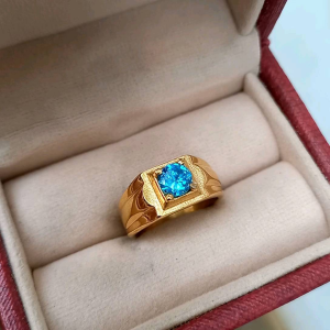 Cincin Batu Blue Topaz Minimalis Super Keren