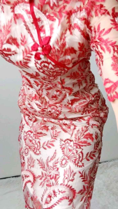 0963 CNY Xiaolin Embroidered Mesh Cheongsam Dress Outfit Imlek Sangjit