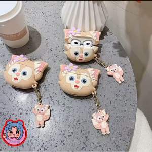 3D สามมิติ Lina Belle airpods 1/2 ฝาครอบป้องกันใหม่ 2024 เหมาะสำหรับหูฟังบลูทูธไร้สายของ Apple 1 / 2 รุ่นซิลิโคนนิ่มอินเทอร์เน็ตคนดังน่ารักการ์ตูนสาวหัวใจ