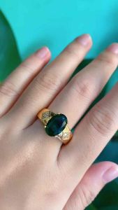 CINCIN EMAS HIJAU SAFIR BATU GIOK PERMATA TITANIUM ANTI LUNTUR