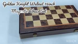 Golden Knight Walnut 38cm 15 Inch Chess Wooden Magnetic Foldable Staunton Wooden Chess Set