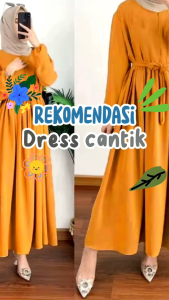 Midi Dress Wanita Muslimah Bahan Crinkle Adem Terbaru