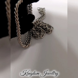 KINGDOM JEWELLRY Cool mens necklace Titanium Silver Rantai Hip hop Pria anti karat selamanya Kalung rantai pria titanium jumbo Perhiasan silver