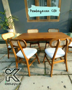 Set Kursi Cafe Ropan | Set Meja Kursi Cafe | Kursi Makan Minimalis Jati | Kursi Makan Terbaru