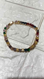 GELANG RANTAI KUNING BATU BUATAN KECIL JEWELRY 46 MEWAH AWET ANTI KARAT
