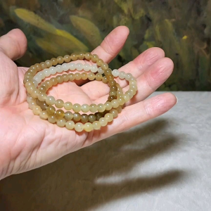 6mm Premium Nephrite different tones caramel brown and light green 108 beads mala necklace multiple loops Jade bracelet (with certificate) 精品和田玉深浅糖青白108项链多圈手链(带证书)