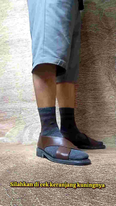 Sepatu sandal kenip kulit kasual pria model silang cokelat hitam