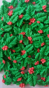 Christmas Holly Leaf Xmas Edible Cupcake Cake Topper