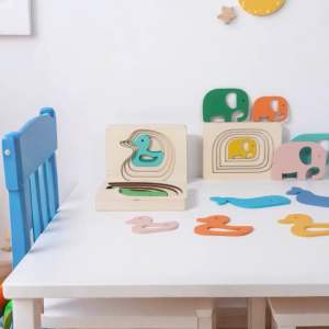 🤩 MONTESSORI TOY 🤩 WOODEN MULTI LAYER ANIMAL NESTING PUZZLE Kids Children Stacking Educational Toddler Jigsaw Early Learning Gift Boy Girl
