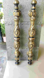 Gagang Pintu Rumah Kuningan Kunci Motif Luxor Matahari Antik 55 cm 2 Pcs