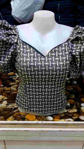 New Pure Etnik Blouse puff sleeve with zipper at the back (random design and color)