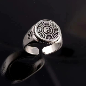 Cincin Retro Motif 36 Diagram Taichi Yin Yang (Adjustable)